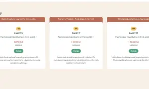 Pakiety psychoterapii online: 5 sesji (887 zł) - pierwszy krok do równowagi, 7 sesji (1217 zł) - droga do harmonii, 10 sesji (1683 zł) - regeneracja.