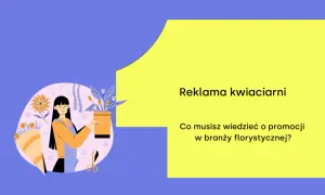 Ilustracja do reklamy kwiaciarni. Uśmiechnięta florystka trzymająca doniczkę z kwiatami.