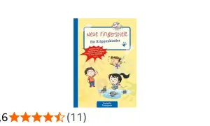Buntes Buchcover mit Kindern, die Spaß haben. Bietet neue Fingerspiele für Krippenkinder, Lieder und Bewegungsspiele.