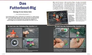 Karpfenangler bauen ein Futterboot-Rig für den Karpfenfang. Das Rig ist für den Einsatz mit dem Futterboot optimiert.