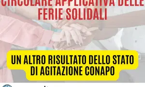 Circolare applicativa sulle ferie solidali, un risultato dello stato di agitazione CONAPO. Mani unite simboleggiano la solidarietà.