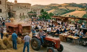 Festa di paese nelle Marche: musica, cibo e trattori tra colline e antichi borghi. Un tuffo nelle tradizioni.