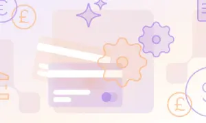 Kreditkarten, Währungssymbole und Zahnräder deuten auf einen effizienten **payment processor** hin, der Transaktionen vereinfacht.