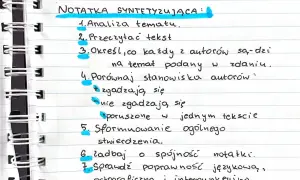 Jak napisać notatkę syntetyzującą: analiza tematu, czytanie tekstu, określanie stanowisk autorów, porównywanie ich, formułowanie wniosków, dbanie o spójność i poprawność językową.