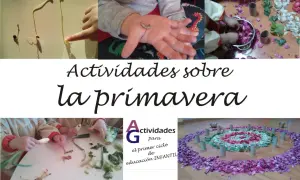 Niños explorando la naturaleza y creando arte con pétalos y hojas. Divertidas actividades primavera para aprender y jugar.