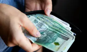 Ręce wkładają do portfela polskie banknoty. Czy można wypłacić pieniądze z OFE?