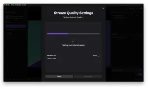 Twitch Studio testet die Netzwerkqualität und die Upload-Geschwindigkeit für Streams.