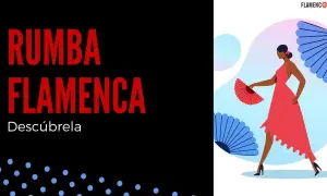 Una bailarina con un vestido rojo y abanico rojo evoca la rumba española. Descubre la pasión del flamenco.