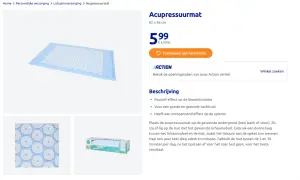 Lichtblauwe acupressuurmat met witte puntjes, ideaal voor ontspanning en betere bloedcirculatie.