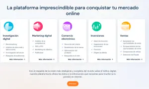Plataforma para conquistar tu mercado online: investigación digital, marketing, e-commerce, inversiones y ventas. Ayuda a analizar palabras clave.