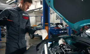Mécanicien vérifiant le niveau d'huile moteur, une étape essentielle du pré contrôle technique pour assurer le bon fonctionnement du véhicule.