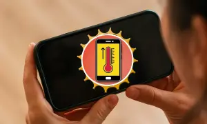 Icono de termómetro en un móvil, indicando la necesidad de enfriar movil.