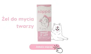 Żel do mycia twarzy "Woof it off" z uroczym psem. Dowiedz się, jak myć twarz krok po kroku z tym nawilżającym produktem.