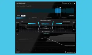 Audio mastering software interface showing the "Reference 3" plugin with waveform, meters, and frequency graph.