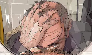 Zrezygnowany mężczyzna zakrywa twarz dłońmi. Niby człowiek wiedział, że tak będzie, ale i tak go to przytłoczyło.
