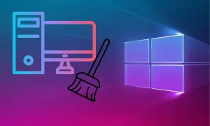Ikona komputera i miotła symbolizują najlepszy program do czyszczenia komputera. Obok widnieje logo Windows.