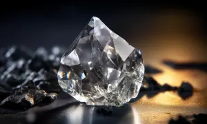 Surowy diament, który może stać się brylantem. Co jest droższe brylant czy diament? To zależy od szlifu i jakości.