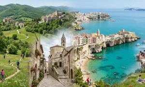 Un borgo collinare e un paese a picco sul mare cristallino. A Foggia c'è il mare, tra sentieri verdi e spiagge incantevoli.