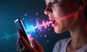 Kobieta śpiewa do telefonu, który analizuje dźwięk. Tak łatwo jak nigdy, jak znaleźć piosenkę po teledysku.