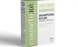 Un galet de shampoing solide pour cheveux normaux, aux ingrédients naturels de l'Île de Ré.