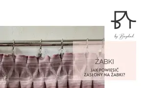 Marszczenie zasłon na żabki, pokazujące jak łatwo je zawiesić. Eleganckie upięcie materiału.