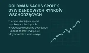 Goldman Sachs: fundusz spółek dywidendowych rynków wschodzących z silnym trendem wzrostowym. Wykres pokazuje wzrost.