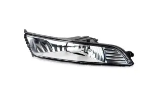 Reflektor przeciwmgielny do Ford Mondeo MK5, z przezroczystym kloszem i czarną obudową.