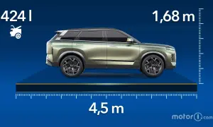 Il Jaecoo 7, con una lunghezza di 4,5 m e un'altezza di 1,68 m, si presenta come un SUV compatto.