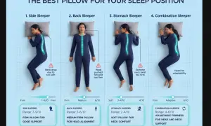 Pillow firmness scale for side, back, stomach, and combination sleepers. Ranges from soft to firm, with recommendations for each sleep position.