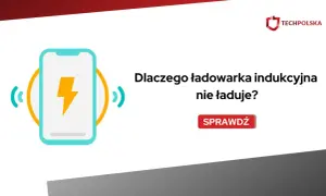 Grafika z ikoną telefonu i błyskawicą, pytająca "Dlaczego ładowarka indukcyjna nie ładuje?". Sprawdź, czy działa przez etui.