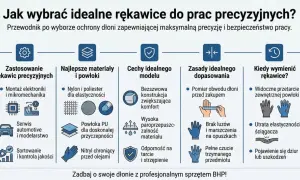 Poradnik o tym, jak dobrać idealne rękawice robocze, uwzględniający zastosowanie, materiały, cechy, dopasowanie i moment wymiany.