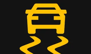 Voyant ESP allumé sur le tableau de bord, signalant une perte d'adhérence de la voiture.