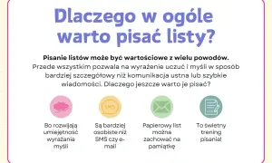 Dlaczego warto pisać listy? Bo rozwijają umiejętność wyrażania myśli, są osobiste, można je zachować na pamiątkę i to świetny trening pisania.