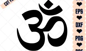 Symbol Om, kluczowy w hinduizmie, jako plik do wycinania. Dostępny w formatach SVG, EPS, DXF, PNG, PDF.