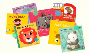 Colección de cuentos para niños de 1 año: "Mono Coco", "Cucú León", "El Camión de Bomberos", "Papá Dice" y más.