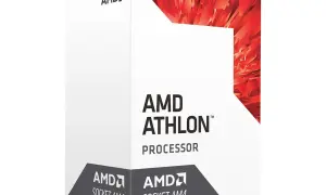 AMD Athlon 3000G Prozessor-Box mit rotem, kristallinem Design. Sockel AM4.