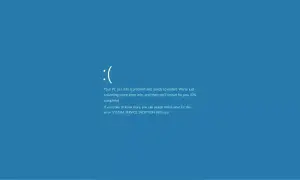 Pantalla azul de Windows con un :( y mensaje de error: SYSTEM_SERVICE_EXCEPTION. Un proceso crítico murió.