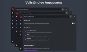Einstellungen für ein besseres Twitch TV-Erlebnis: Anonym im Chat, Auto-Claim für Punkte, Drops & Momente, Blacklist.