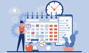 Un uomo osserva un calendario, simbolo di organizzazione e gestione del tempo. Capire cos'è un timesheet aiuta a pianificare le attività lavorative in modo efficiente.