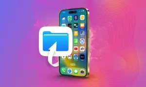 Ikona folderu z ikoną strzałki symbolizuje czyszczenie iPhone ze śmieci i porządkowanie plików.