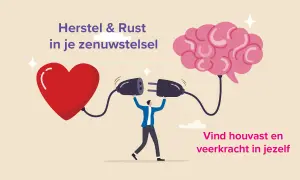 Man verbindt hart en brein met stekkers, symbool voor herstel en rust bij een overprikkeld zenuwstelsel. Vind veerkracht.