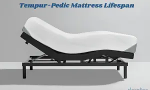 A Tempur-Pedic mattress on an adjustable base, illustrating the long lifespan of Tempur-Pedic mattresses.