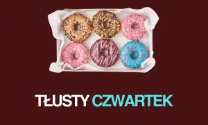 Pudełko z sześcioma kolorowymi pączkami, idealne na Tłusty Czwartek 2026.