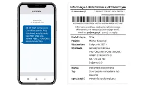 Na ekranie telefonu widać powiadomienie o e-skierowaniu do poradni kardiologicznej. Czy do poradni ginekologicznej potrzebne jest skierowanie? Sprawdź na pacjent.gov.pl.