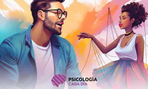 Hombre y mujer como marionetas, sugiriendo el apego intermitente en una pareja.