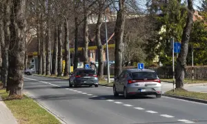 Dwa samochody z literą "L" na dachu, przygotowujące się do egzaminu praktycznego na prawo jazdy. Zastanawiasz się, ile kosztuje egzamin praktyczny na prawo jazdy?