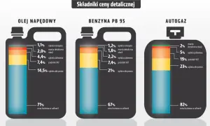 Olej napędowy, benzyna PB 95 i autogaz: składniki ceny detalicznej. Analiza wpływu marży, podatków i opłat na ostateczną olej opałowy cenę.