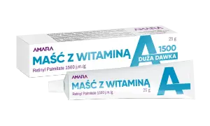 Maść z witaminą A AMARA z retinolem (Retinyl Palmitate) 1500 j.m./g, duża dawka 25g.