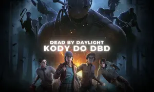 Cztery postacie z gry Dead by Daylight uciekają przed potworami. Na ekranie widnieje napis "KODY DO DBD".
