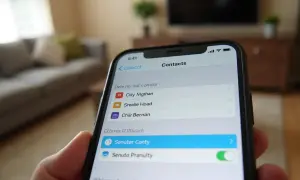 Jak usunąć kontakt z WhatsApp? Na ekranie telefonu widać listę kontaktów, gdzie można zarządzać swoimi danymi.